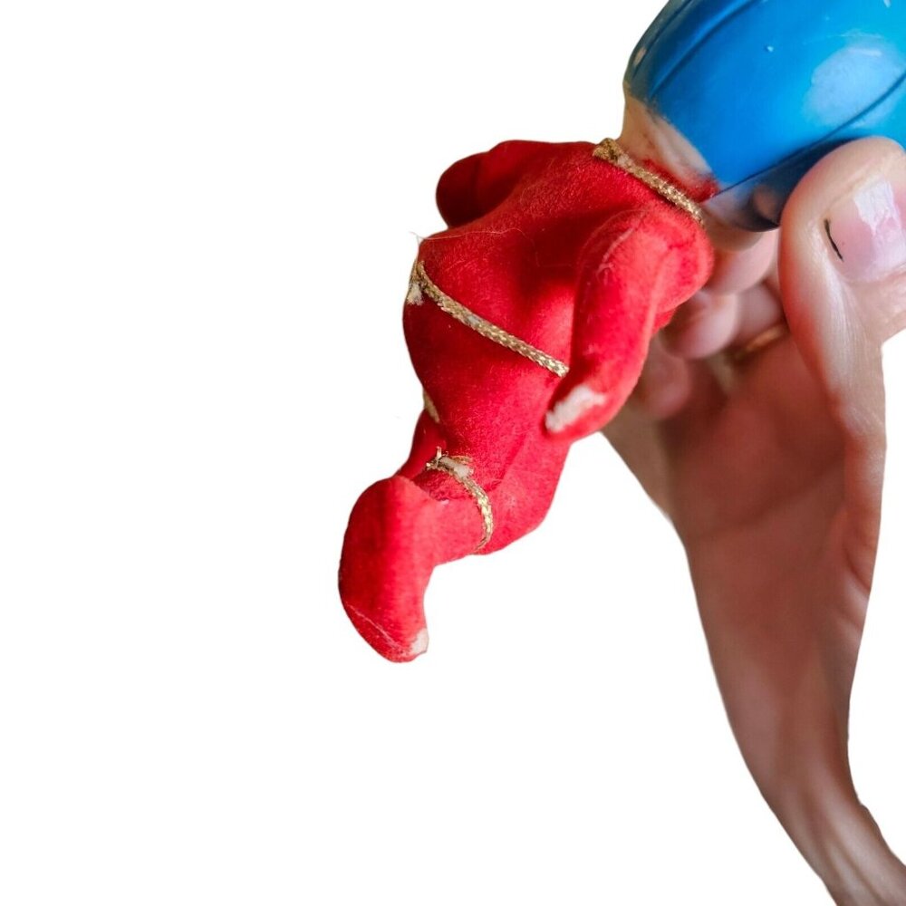 Vintage 60'S Kitschy Football Ornament Christmas Flocked Japan MCM Plastic 3.75" - Picture 9 of 10